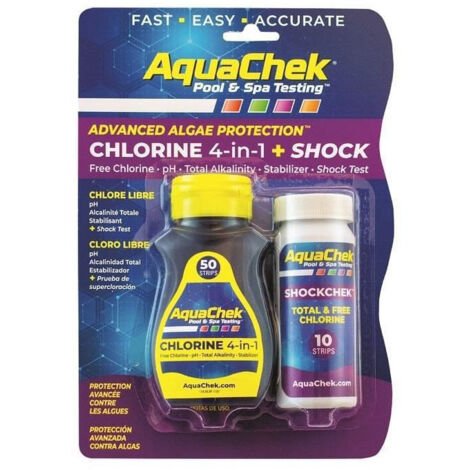 AquaChek 4 en 1 + Shock – kit de 50 + 10 tiras