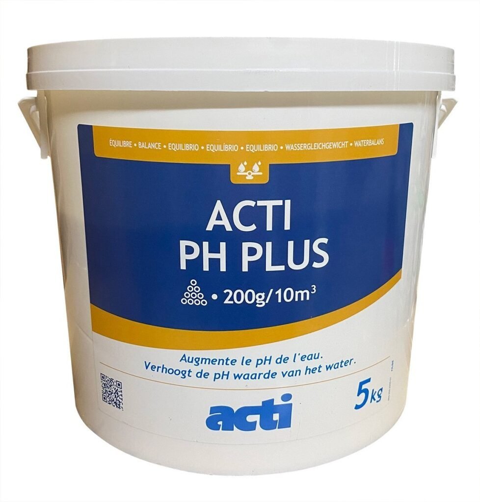 ACTI pH Plus granulado para aumentar el pH de la piscina, cubo de 5 kg