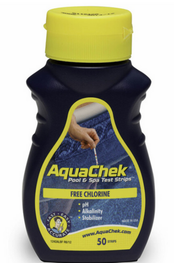 AquaChek Yellow 4 en 1 con 50 tiras para analizar cloro, pH, alcalinidad y estabilizante
