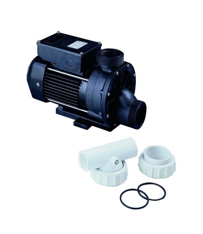 Bomba de agua AstralPool 04091 de 0,37 kW para spa, con racores y juntas mostrados.