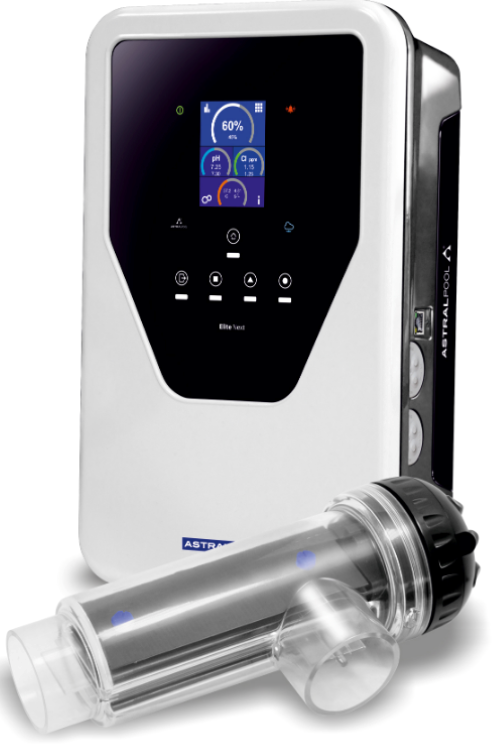 Equipo de electrólisis salina AstralPool Elite Connect con célula transparente