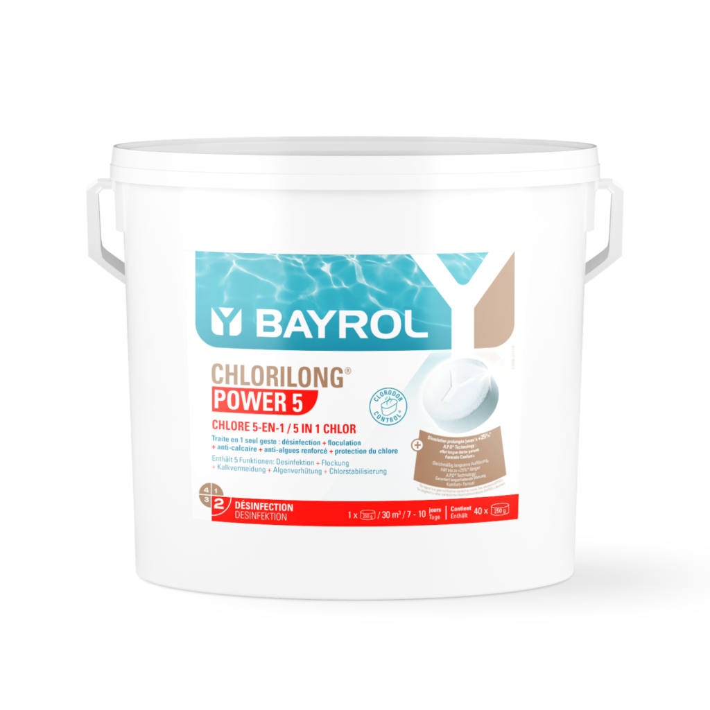 Bayrol Chlorilong POWER 5 tabletas multifunción de cloro, cubo de 10 kg