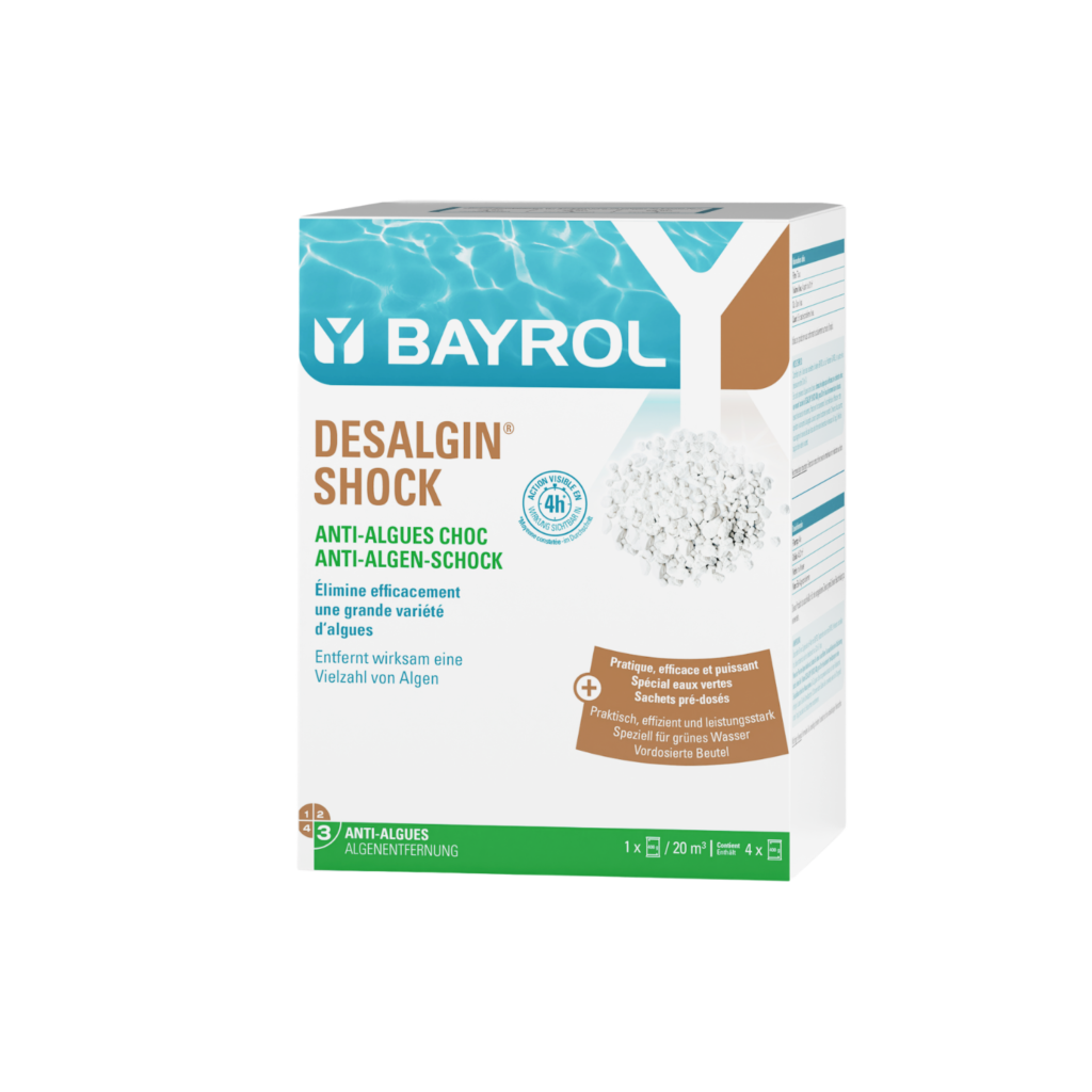 Bayrol Desalgin Shock antialgas de choque en cuatro sobres, caja de 1,6 kg, referencia 7541101