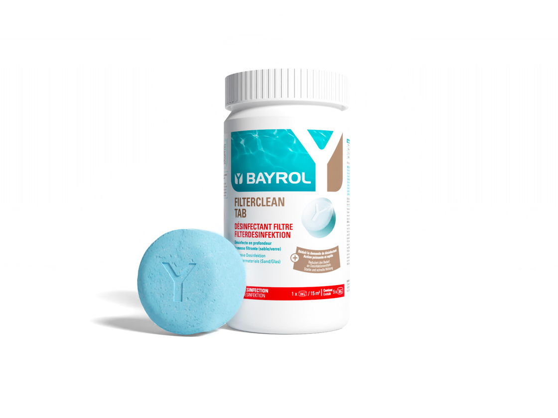 Bayrol Filterclean Tab pastillas para desinfección de filtros de arena, envase de 1 kg