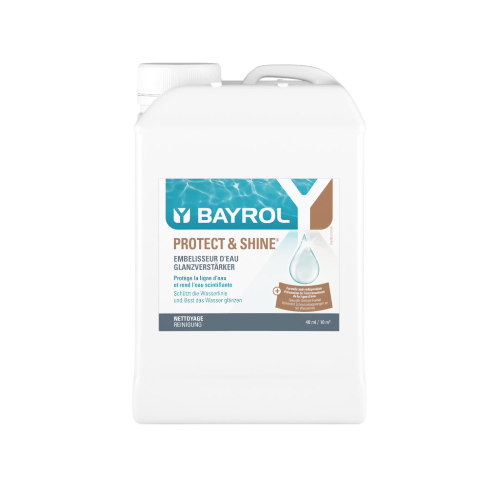 Bayrol Protect and Shine tratamiento dos en uno para agua cristalina y línea de flotación, bidón de 2 litros, referencia 4195351