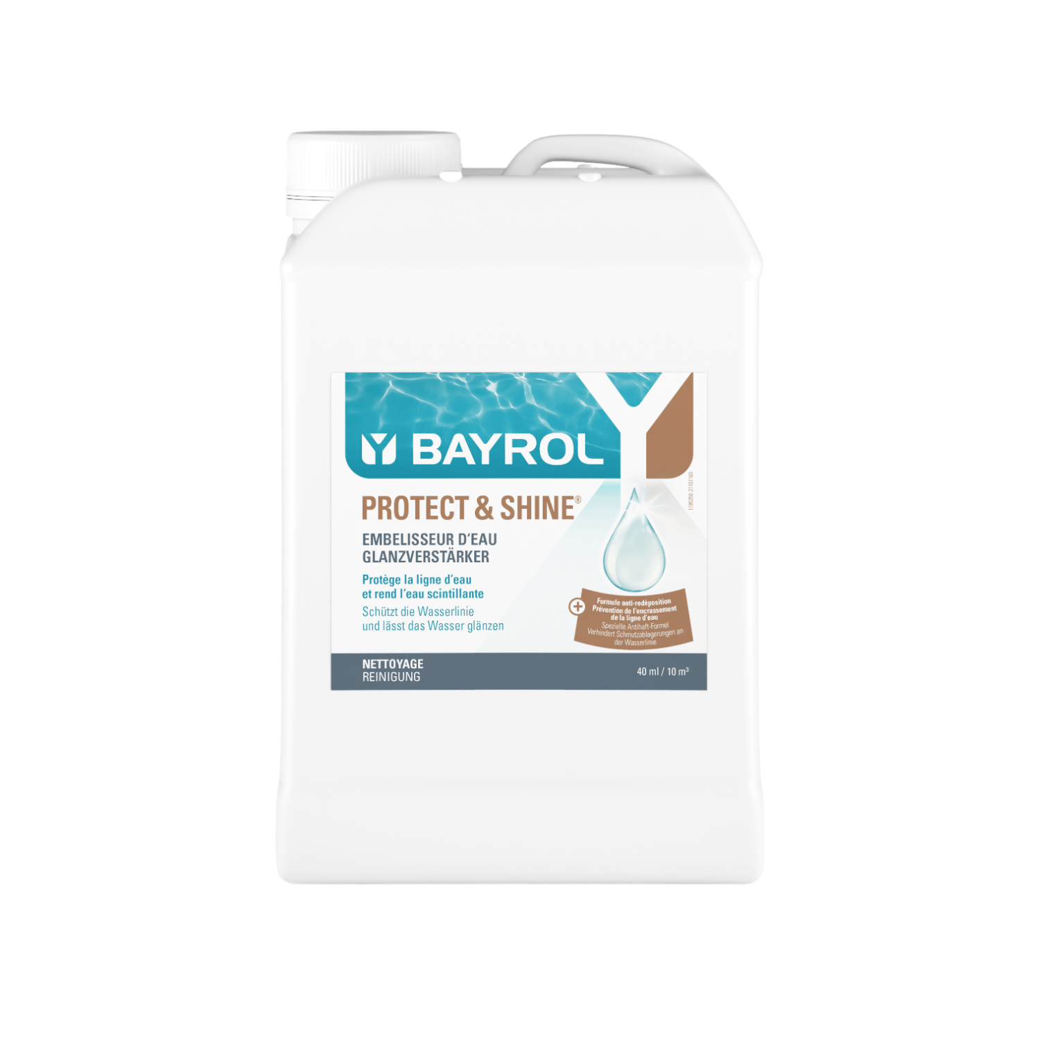 Bayrol Protect and Shine tratamiento dos en uno para agua cristalina y línea de flotación, bidón de 2 litros, referencia 4195351
