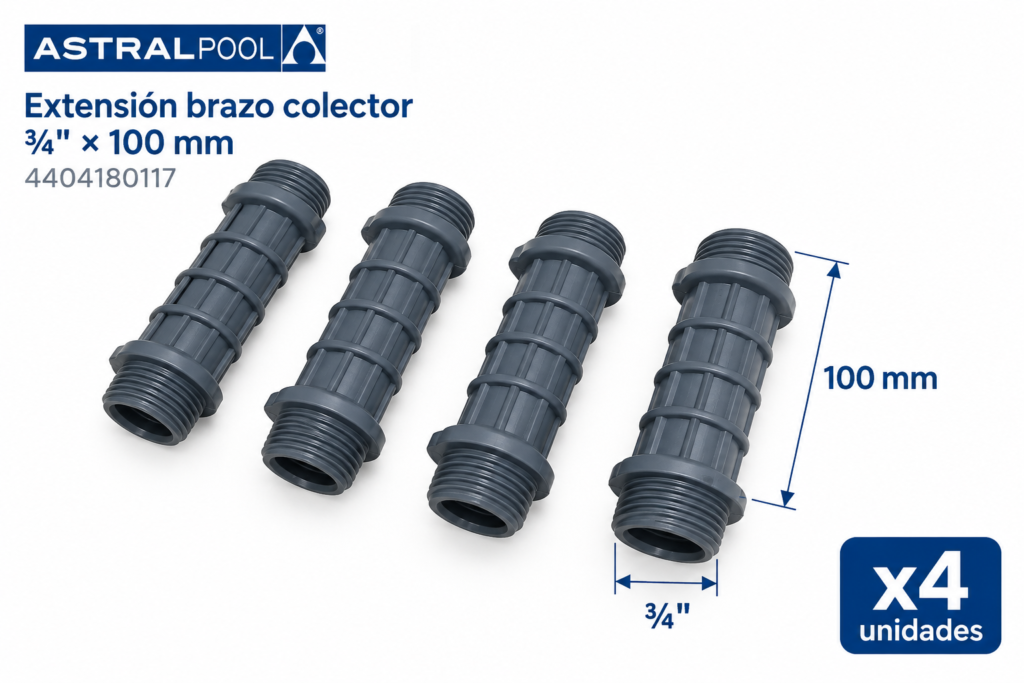 Extensión brazo colector AstralPool ¾ pulgadas 100 mm 4404180117