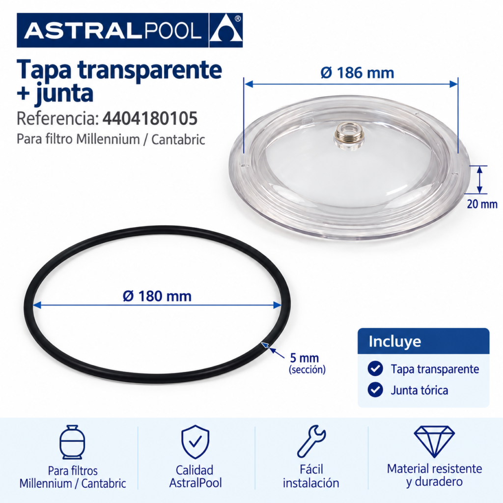 Tapa y junta filtro AstralPool Cantabric 4404180105