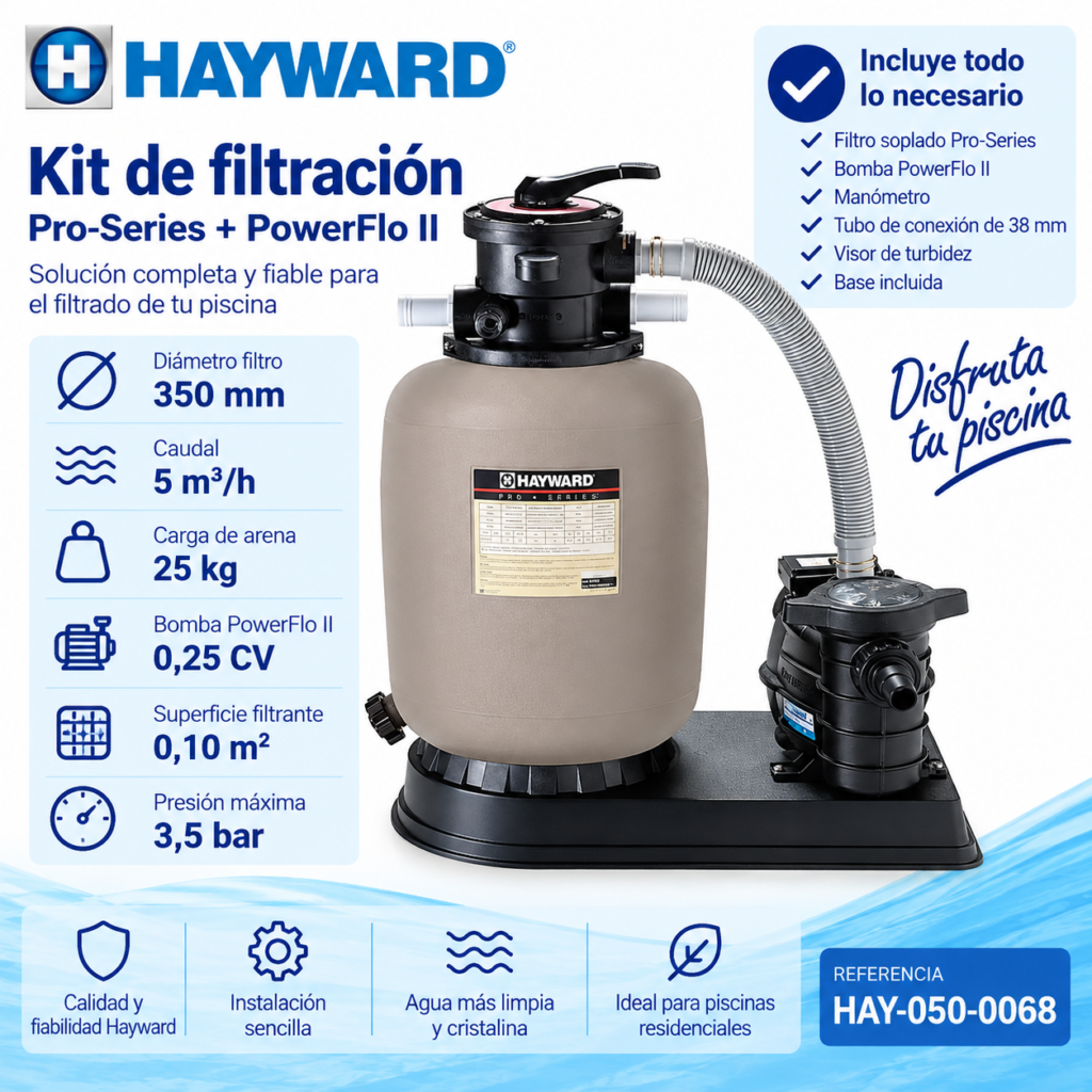 Kit filtración Hayward Ø350 + PowerFlo II 0,25 CV