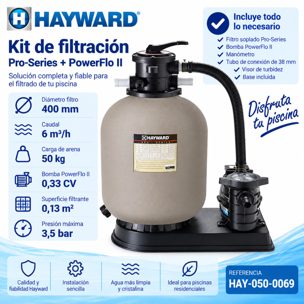 Kit filtración Hayward Ø400 + PowerFlo II 0,33 CV