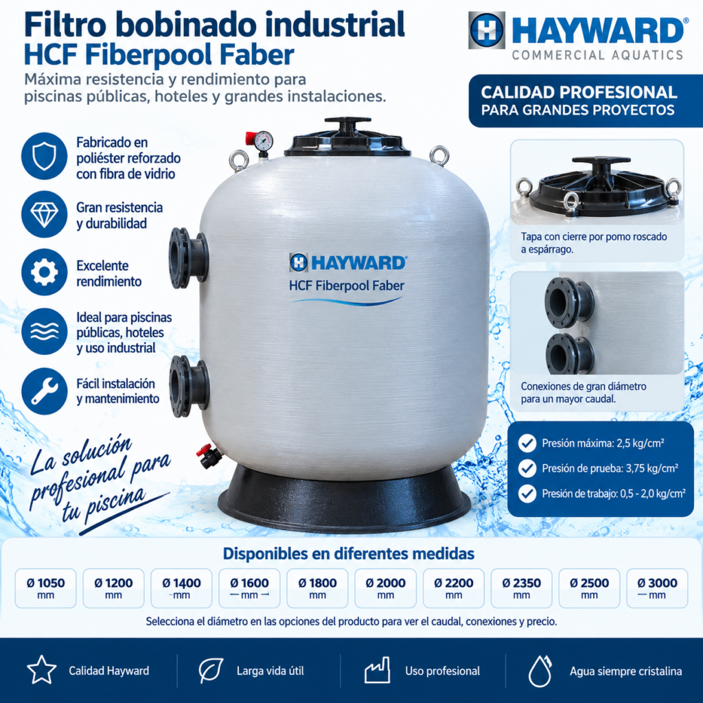 Filtro bobinado industrial Hayward HCF Fiberpool Faber