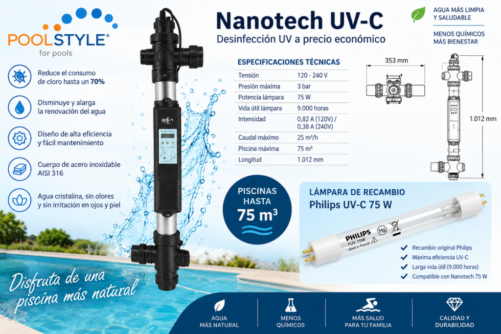 Equipo desinfección UV-C PoolStyle Nanotech 75 W