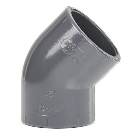 Codo de PVC-U gris de 45 grados para unión encolada