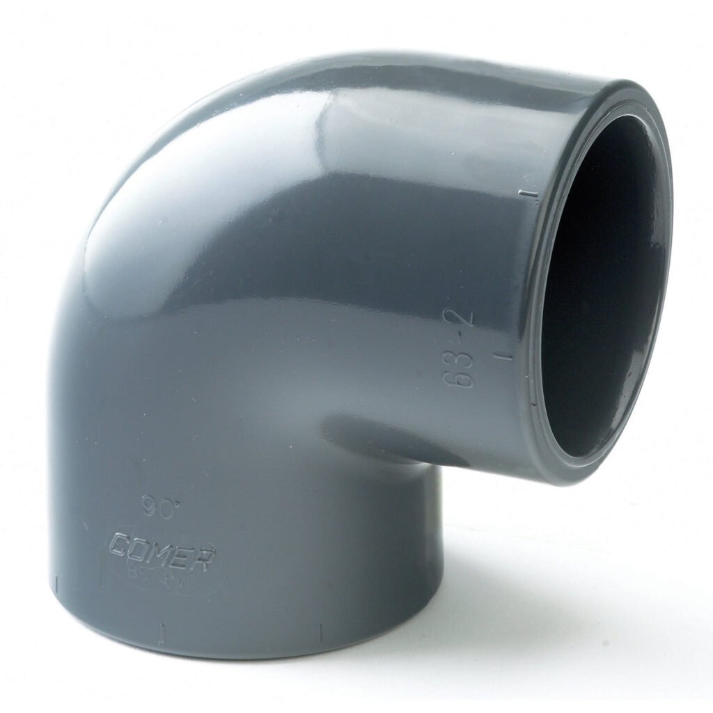Codo de PVC-U gris de 90 grados para unión encolada