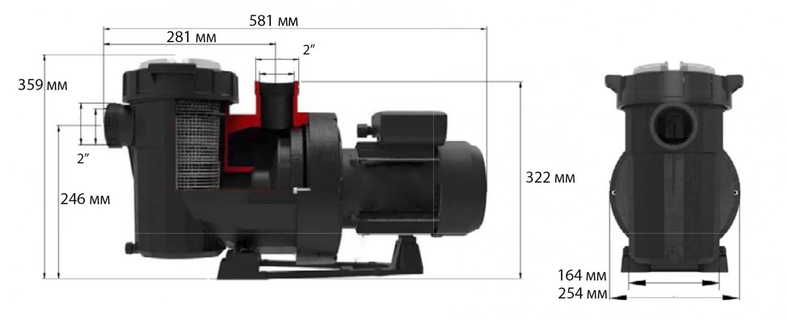 Plano de dimensiones de una bomba AstralPool Victoria Plus Silent