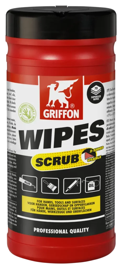 Dispensador Griffon Wipes Scrub de 75 toallitas profesionales