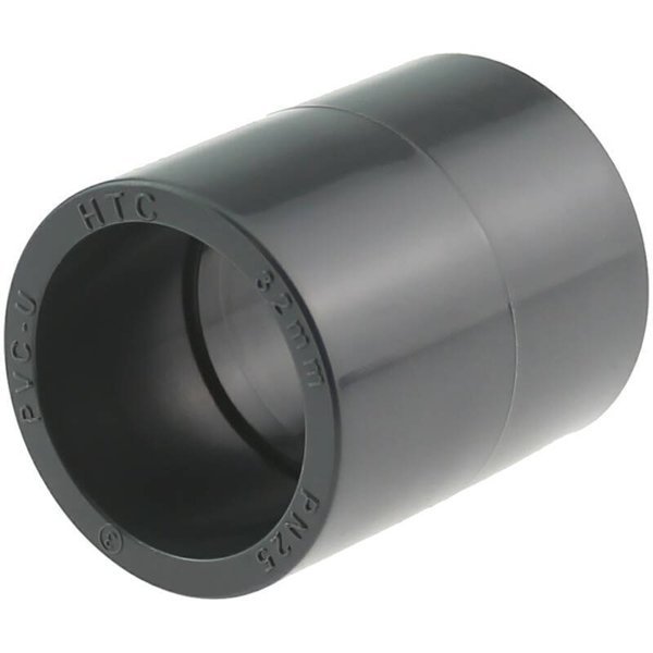 Manguito recto PVC-U gris con dos bocas para encolar