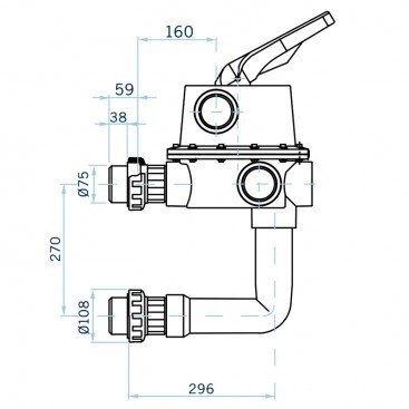 Plano de dimensiones válvula AstralPool Magnum 24837
