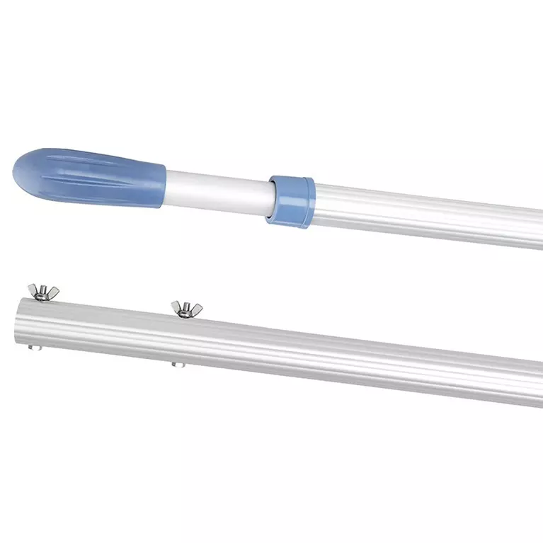 Pértiga telescópica de aluminio para piscina con fijación clip y palomillas