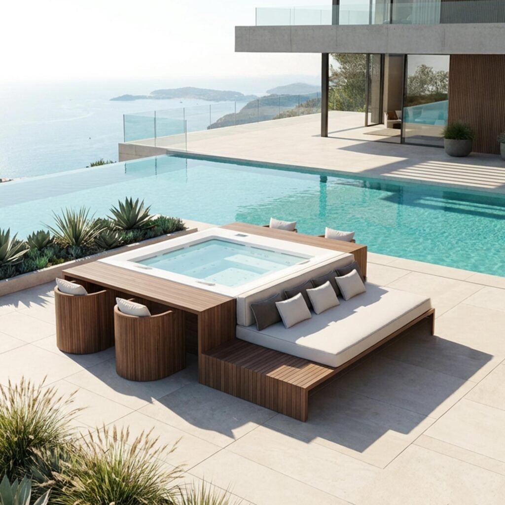 Wellis Dabassy Edge Premier spa de lujo instalado en terraza