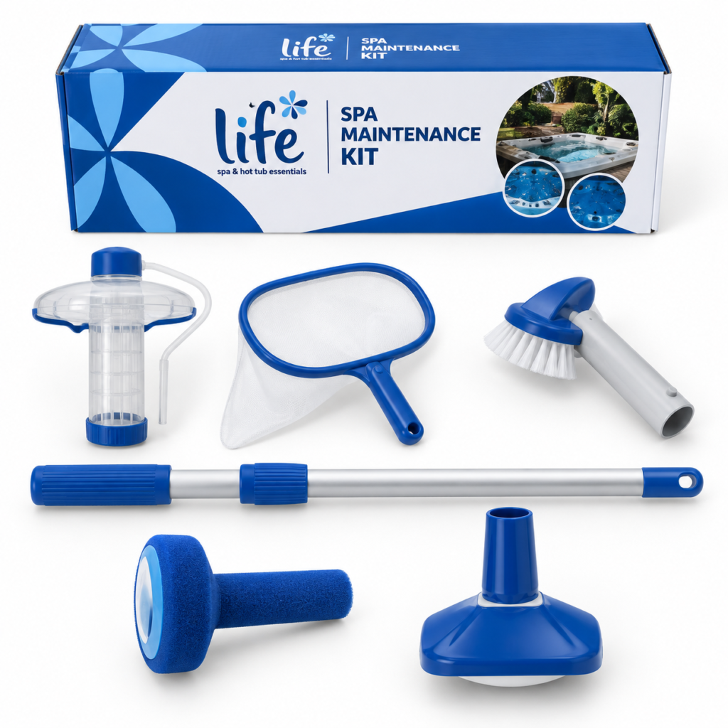 Kit completo de mantenimiento Spas Life con accesorios de limpieza