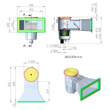 Dimensiones del skimmer AstralPool 00251